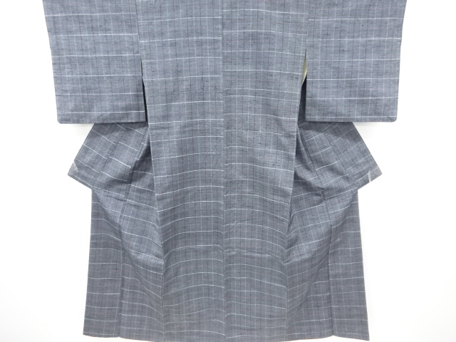 JAPANESE KIMONO / ANTIQUE KIMONO / TSUMUGI / WOVEN GRID